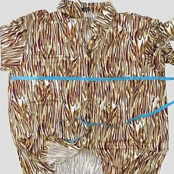 NEW! Shein button up shirt XL white/gold/brown - Picture 4 of 8